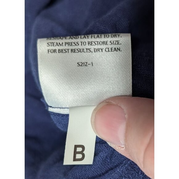 Eileen Fisher Womens 2X Navy Linen Shirt Relaxed Fit Lightweight rivets Jersey - Picture 7 of 11